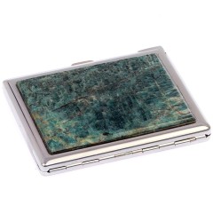 Портсигар металлический на 10 сигарет «Голубой апатит» с зажигалкой в подарок подруге