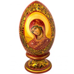 Пасхальное яйцо на подставке «Богородица» — иконописная мастерская хохломских изделий в технике фонового письма
