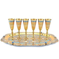 Подарочный набор бокалов для вина «Лазурит» с подносом на 6 персон
