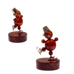 Маленькая янтарная статуэтка «Снеговичок» — Новогодние подарки к празднику ёлки