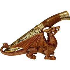 Подарочный нож «Дракон» на резной подставке