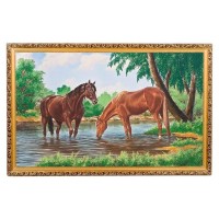 Репродукция картины «Лошади на водопое»