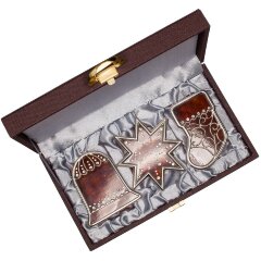 Новогодний набор «Праздник» с ёлочными украшениями из янтаря с кристаллами Swarovski