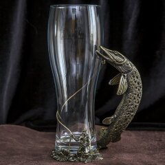 Подарочный бокал для пива «Щука» с художественной фигуркой
