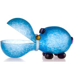 Декоративная чаша «Бегемот» из голубого художественного стекла