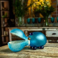 Декоративная чаша «Бегемот» из голубого художественного стекла