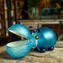 Декоративная чаша «Бегемот» из голубого художественного стекла