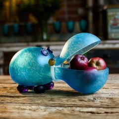 Декоративная чаша «Бегемот» из голубого художественного стекла