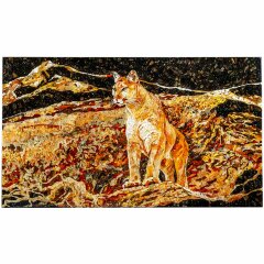 Большое декоративное панно «Пума» из натурального янтаря