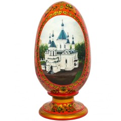 Пасхальное яйцо на подставке «Храм» — иконописная мастерская хохломских изделий в технике фонового письма