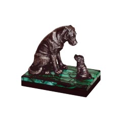 Сувенирная статуэтка «Лабрадор с щенком» на малахите