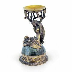 Бронзовый подсвечник «Дева» на камне для интерьера дома