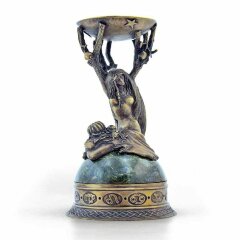 Бронзовый подсвечник «Дева» на камне для интерьера дома