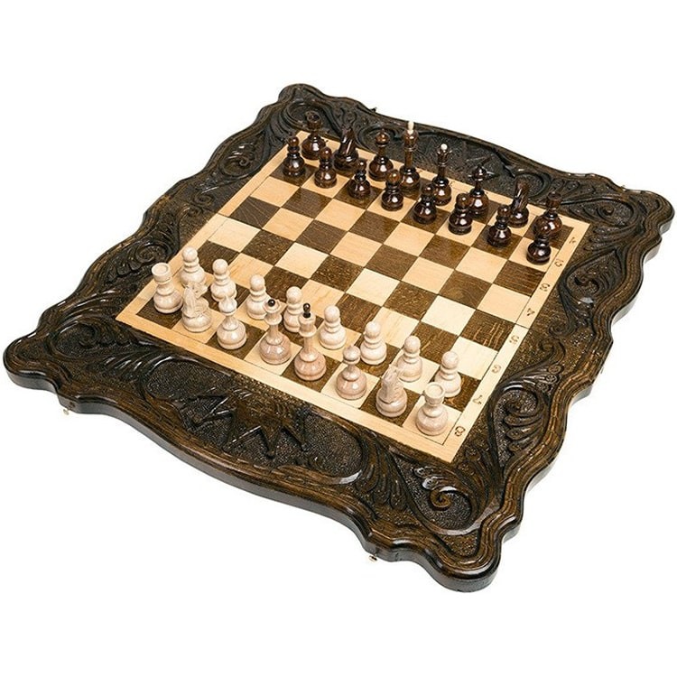 Резные шахматы «Корона» с нардами