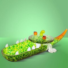 Декоративная чаша «Крокодил» из зелёного художественного стекла