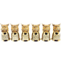 Позолоченные стопки перевёртыши «Рысь» (6 шт) в подарочном футляре