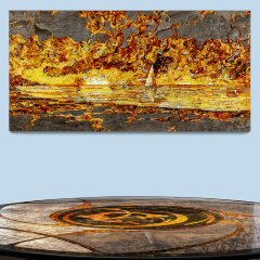 Большое декоративное панно «Штиль» из натурального янтаря