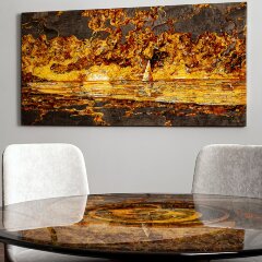 Большое декоративное панно «Штиль» из натурального янтаря