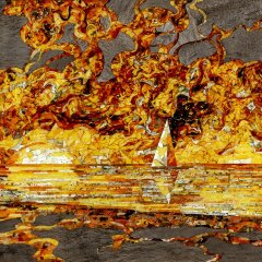 Большое декоративное панно «Штиль» из натурального янтаря