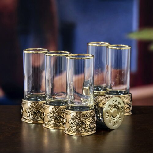 Подарочный набор из 6-ти стопок патрон для водки «Дракон» — как символ 2024 года