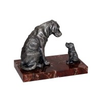 Сувенирная статуэтка «Лабрадор с щенком» на яшме