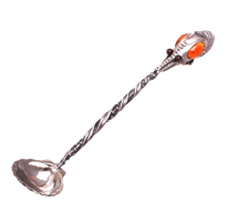 Серебряная ложечка «Креветка» с янтарём