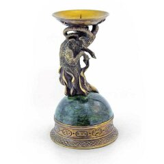 Бронзовый подсвечник «Овен» на камне для интерьера дома