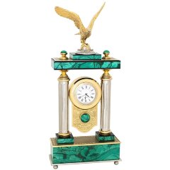 Кабинетные часы «Орёл» из малахита