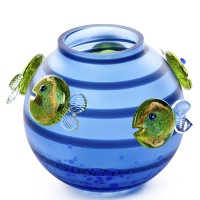 Декоративная ваза «Аквариум» из синего художественного стекла 