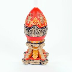 Резное пасхальное яйцо «Хохлома» (красное) из дерева