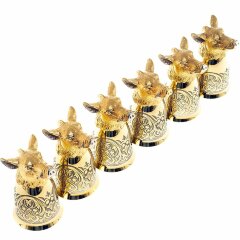 Позолоченные стопки перевёртыши «Кабан» (6 шт) в подарочном футляре