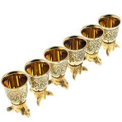 Позолоченные стопки перевёртыши «Кабан» (6 шт) в подарочном футляре