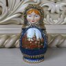 Синяя деревянная «Матрёшка» (малая) с художественной росписью