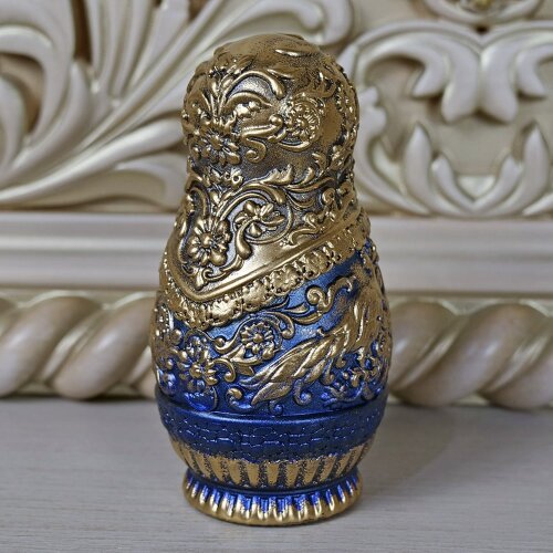 Синяя деревянная «Матрёшка» (малая) с художественной росписью