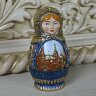 Синяя деревянная «Матрёшка» (малая) с художественной росписью