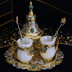 Чайный сервиз подарочный «ВОСТОК» из оникса в подарок женщине