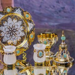 Чайный сервиз подарочный «ВОСТОК» из оникса в подарок женщине