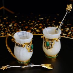 Чайный сервиз подарочный «ВОСТОК» из оникса в подарок женщине