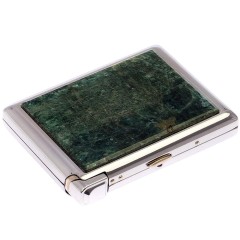 Портсигар карманный на 20 сигарет «Зелёный апатит» с зажигалкой в подарок дедушке