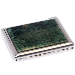 Портсигар карманный на 20 сигарет «Зелёный апатит» с зажигалкой в подарок дедушке