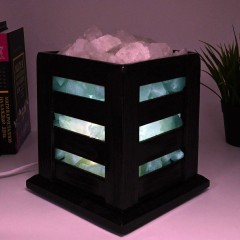 Настольный светильник из каменной соли «Торшер» голубого свечения