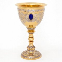 Наградной позолоченный кубок для вина «Лазурит» в подарок руководителю