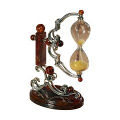 Декоративные песочные часы «Свеча» из янтаря в стеклянной колбе с кварцевым песком