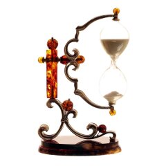 Декоративные песочные часы «Свеча» из янтаря в стеклянной колбе с кварцевым песком