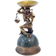 Бронзовый подсвечник «Весы» на камне для декора дома