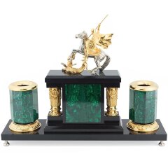 Настольный набор «Георгий Победоносец» (малахит)