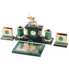 Настольный набор «Георгий Победоносец» (малахит)