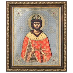 Украшенная икона «Юрий Долгорукий» с гранатом