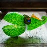 Декоративная чаша «Хамелеон» из зелёного художественного стекла