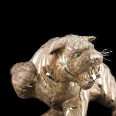 Большая серебряная скульптура «ЗОЛОТОЙ ТИГР» в единственном экземпляре в мире